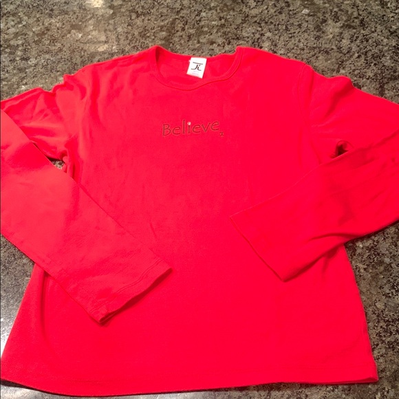 Red Long Sleeve Crew Neck Tee - Picture 3 of 9